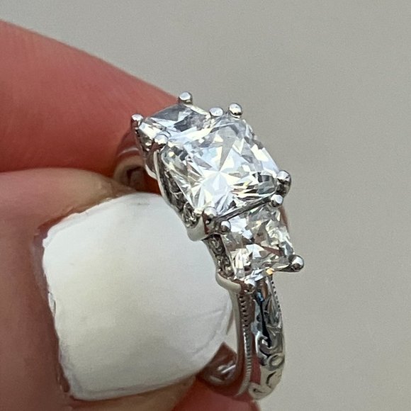 CZ 925 Sterling Silver ring TACORI Size 4 - Picture 7 of 8